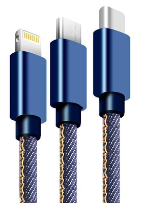 5V 2.1A 3 en 1 MFi certificó el cable del USB, cable de carga multi portátil con el tipo C